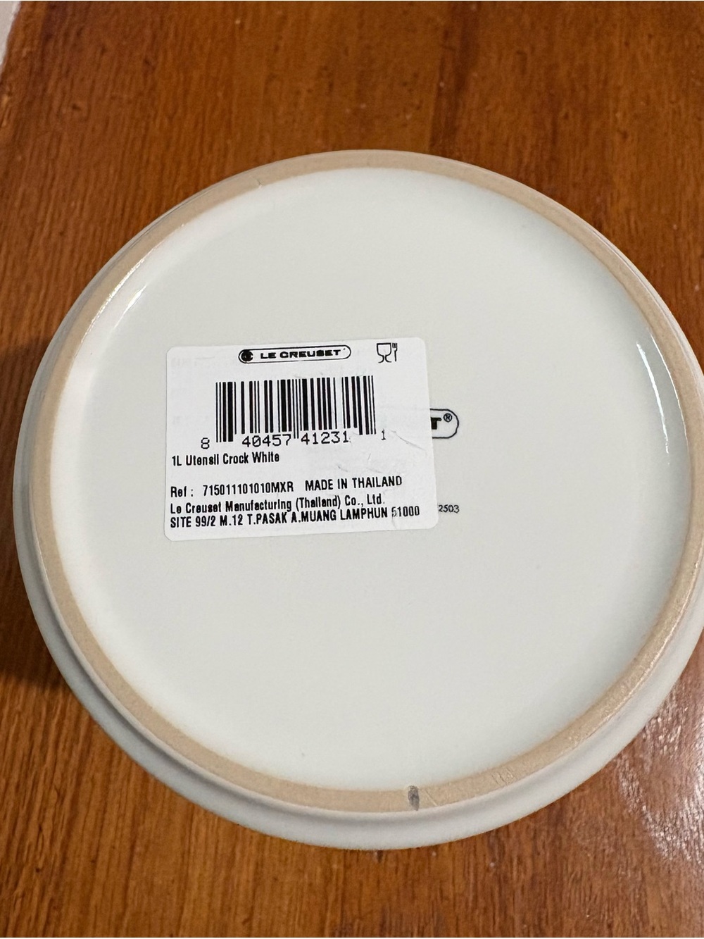Le Creuset White Ceramic 1L Utensil Crock - Picture 6 of 6